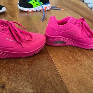 Skechers Uno Nightlight Pink Athletic Sneakers with Cushioned Sole Size 6 womens